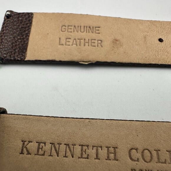 Kenneth Cole Replacement Watch Band 20MM Brown Embossed Leather Silver Buckle - Picture 6 of 9